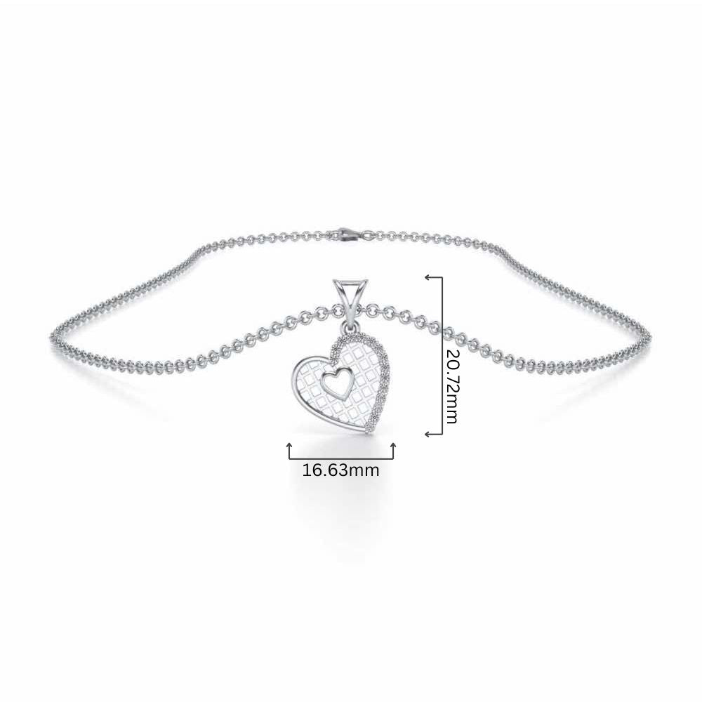 Heartly Mesh Silver Pendant - White Gold - Image 4