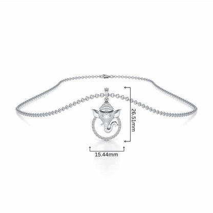 Ganesha Silver Pendant - White Gold - Image 4