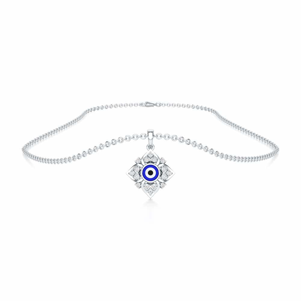 Watchful Charm Silver Pendant - White Gold - Image 3