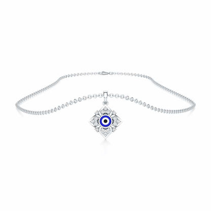 Watchful Charm Silver Pendant - White Gold - Image 3