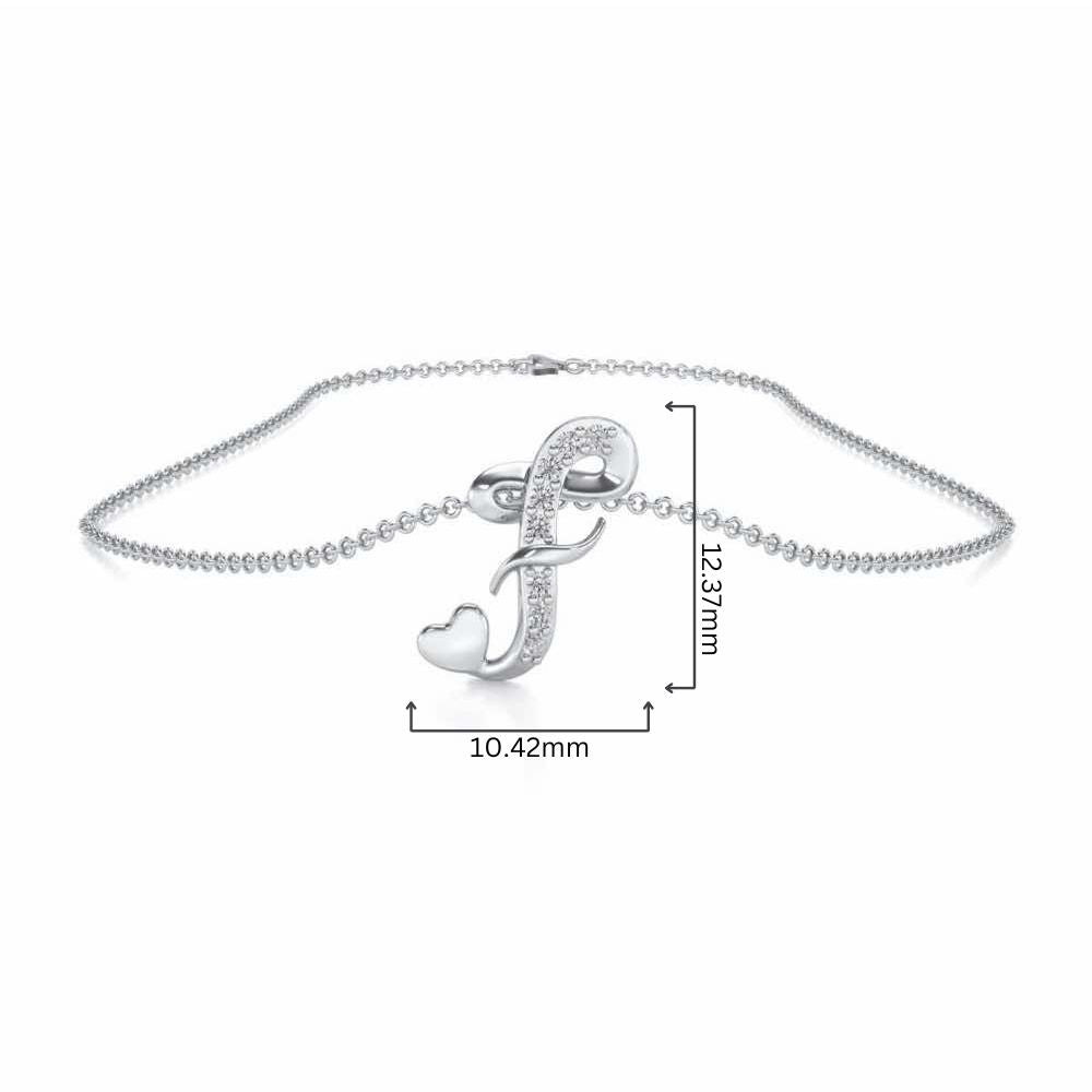 Lovely F Silver Pendant - White Gold - Image 4