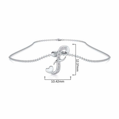 Lovely F Silver Pendant - White Gold - Image 4