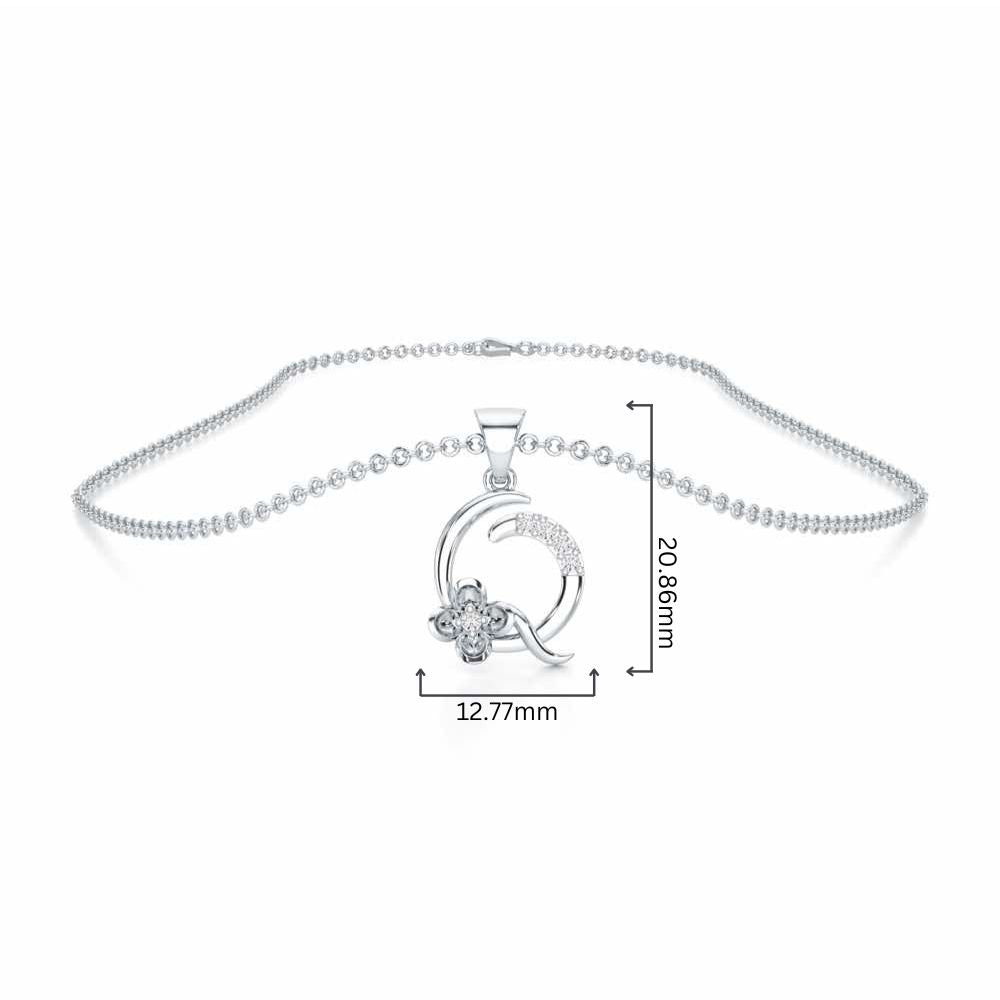 Q-Glint Silver Pendant - White Gold - Image 4