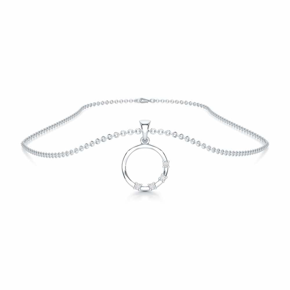 Halo Whisper Silver Pendant - White Gold - Image 3