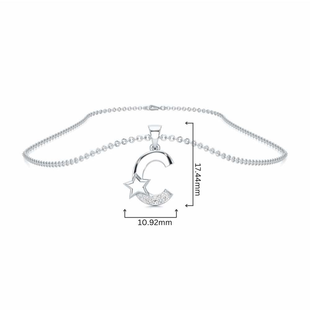 C-Glint Silver Pendant - White Gold - Image 4