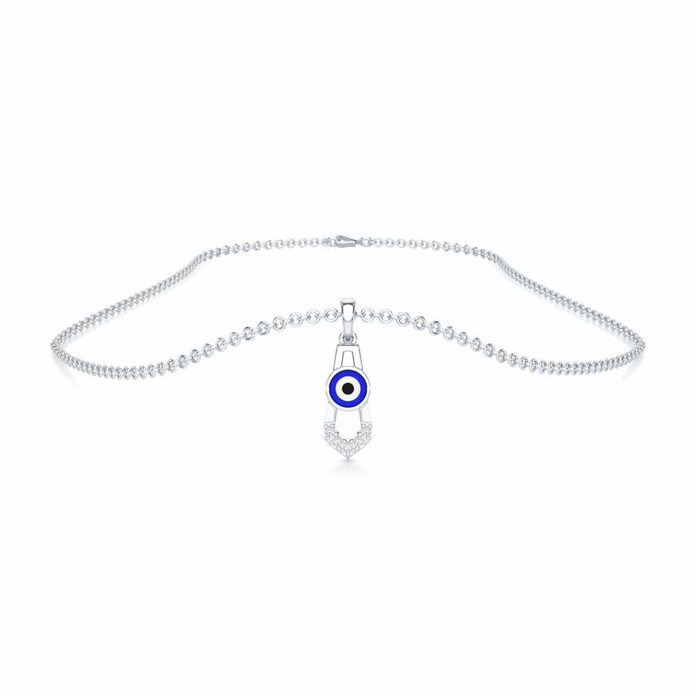 Guardian Gaze Silver Pendant - White Gold - Image 3