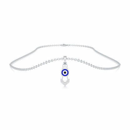 Guardian Gaze Silver Pendant - White Gold - Image 3