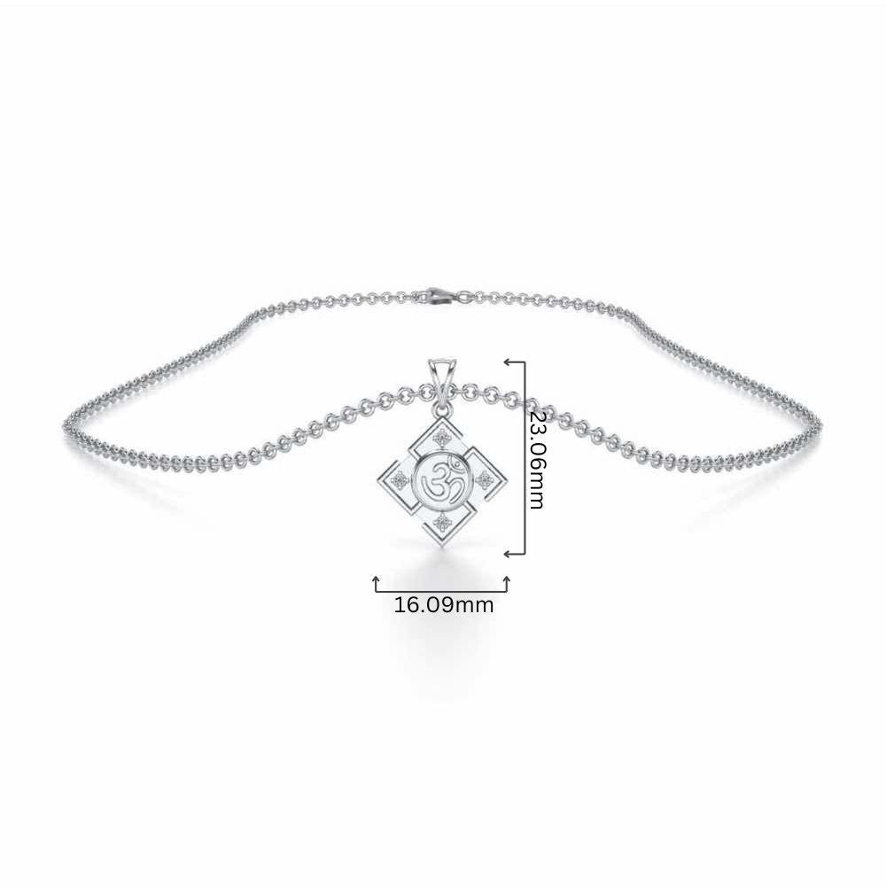 Om Silver Pendant - White Gold - Image 4