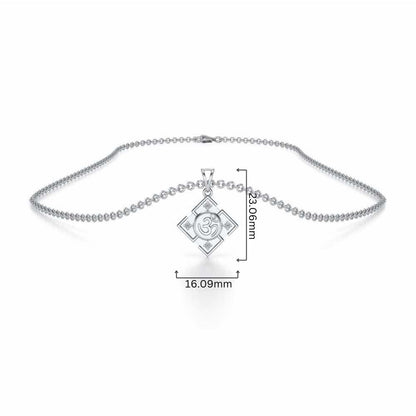 Om Silver Pendant - White Gold - Image 4