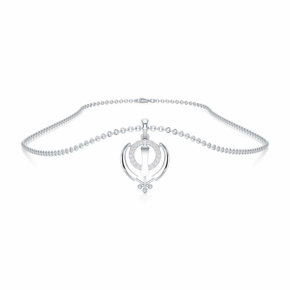 Khalsa Meher Silver Pendant - White Gold - Image 3