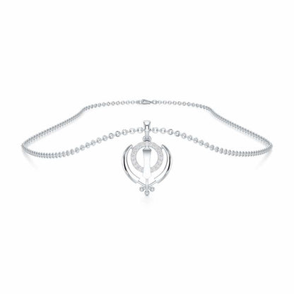 Khalsa Meher Silver Pendant - White Gold - Image 3