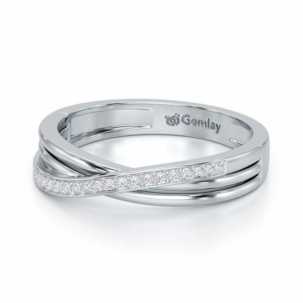 Three Crossing Silver Ring - White Gold - Image 3