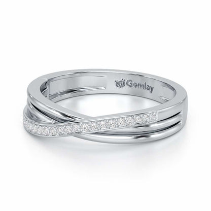 Three Crossing Silver Ring - White Gold - Image 3