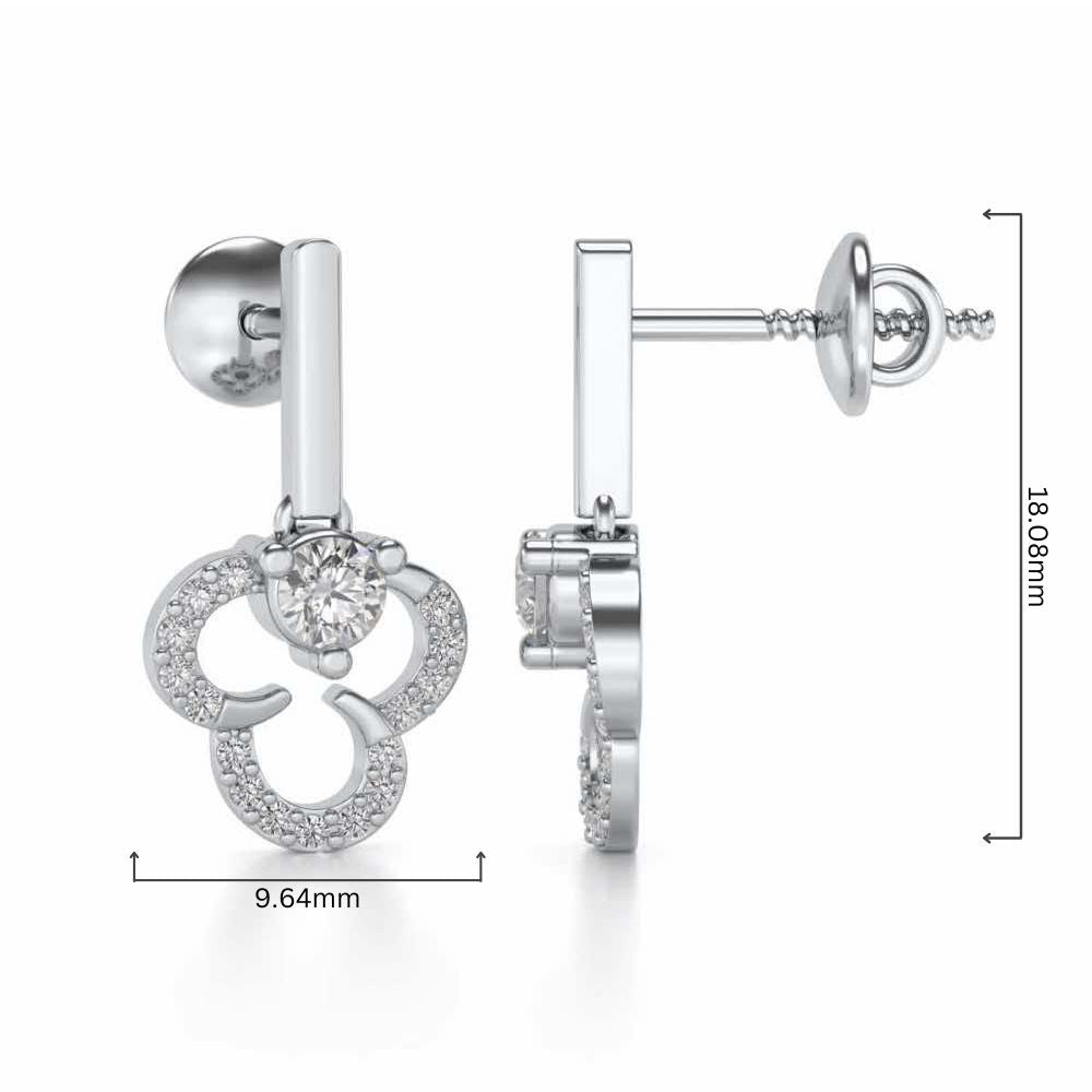 Inverted Flower Earring Drops - White Gold - Image 4