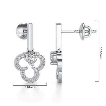 Inverted Flower Earring Drops - White Gold - Image 4