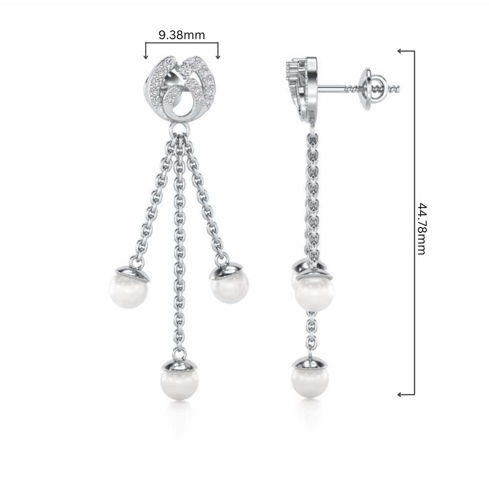 Universe Silver Dangler Earrings - White Gold - Image 4