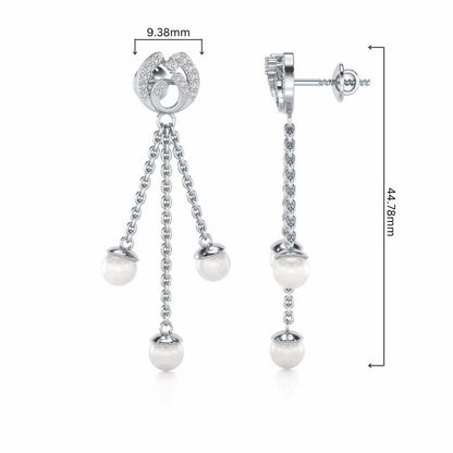 Universe Silver Dangler Earrings - White Gold - Image 4