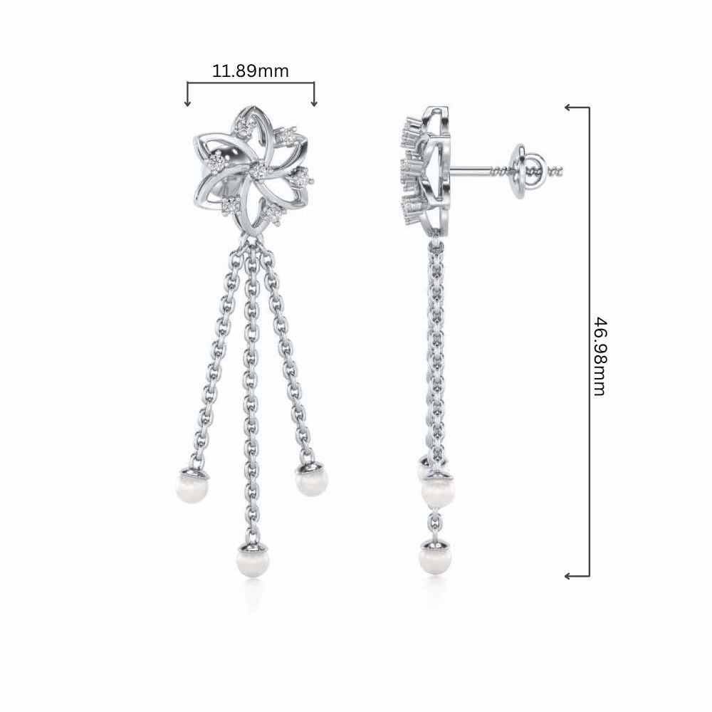 Flourish Silver Dangler Earrings - White Gold - Image 4
