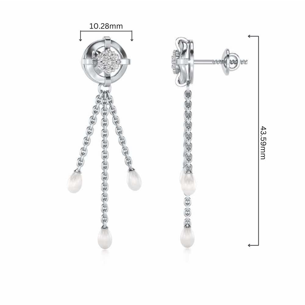 Regal Silver Dangler Earrings - White Gold - Image 4