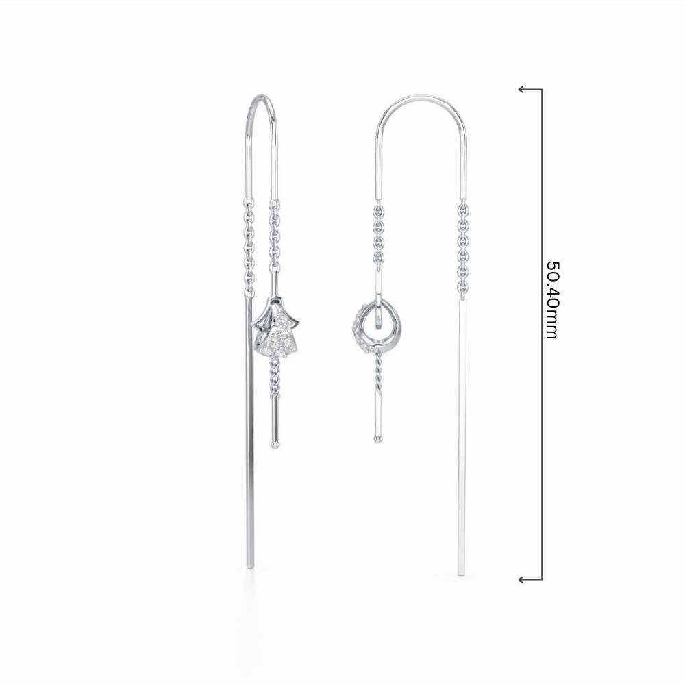 Dazzly Silver Dangler Earrings - White Gold - Image 4