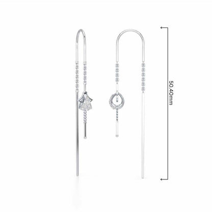 Dazzly Silver Dangler Earrings - White Gold - Image 4