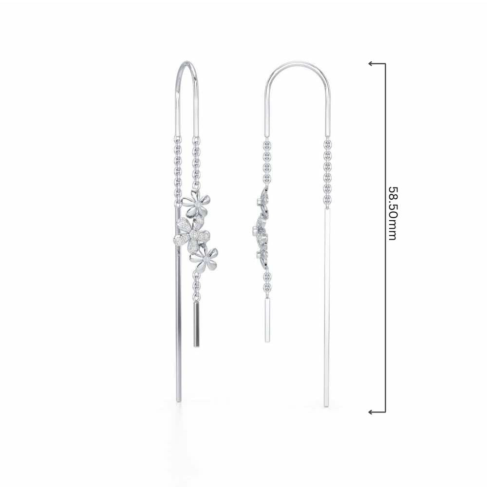 Pushp Silver Dangler Earrings - White Gold - Image 4