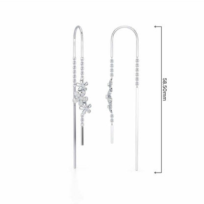 Pushp Silver Dangler Earrings - White Gold - Image 4