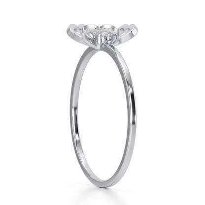 Flower Chord Silver Ring - White Gold - Image 4