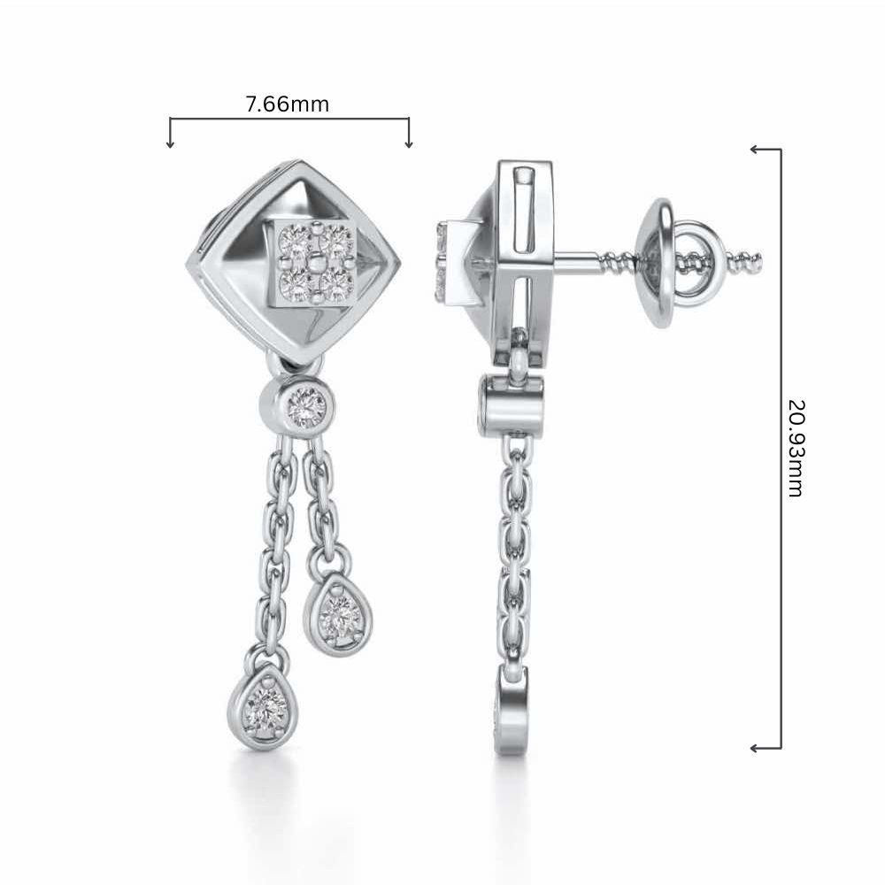 Shiny Chain Dangler Earrings - White Gold - Image 4