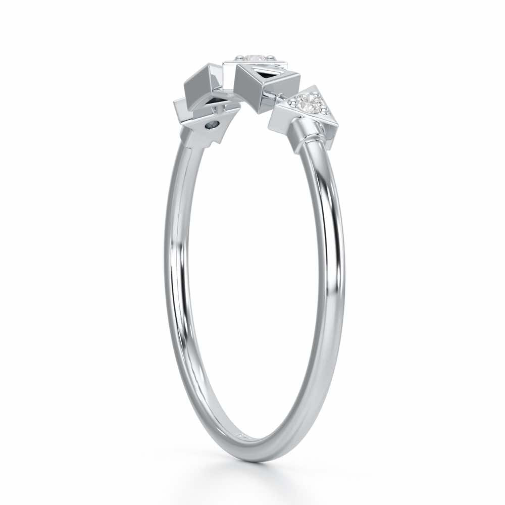 Triangle Meet Silver Ring - White Gold - Image 4