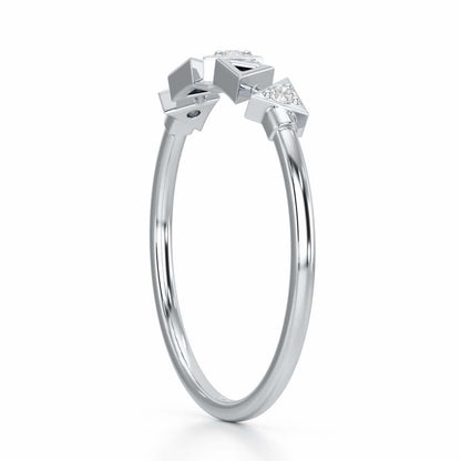 Triangle Meet Silver Ring - White Gold - Image 4