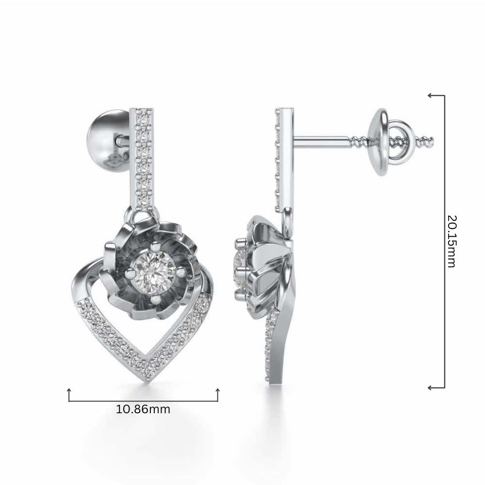 Twirl In Heart Earring Drops - White Gold - Image 4