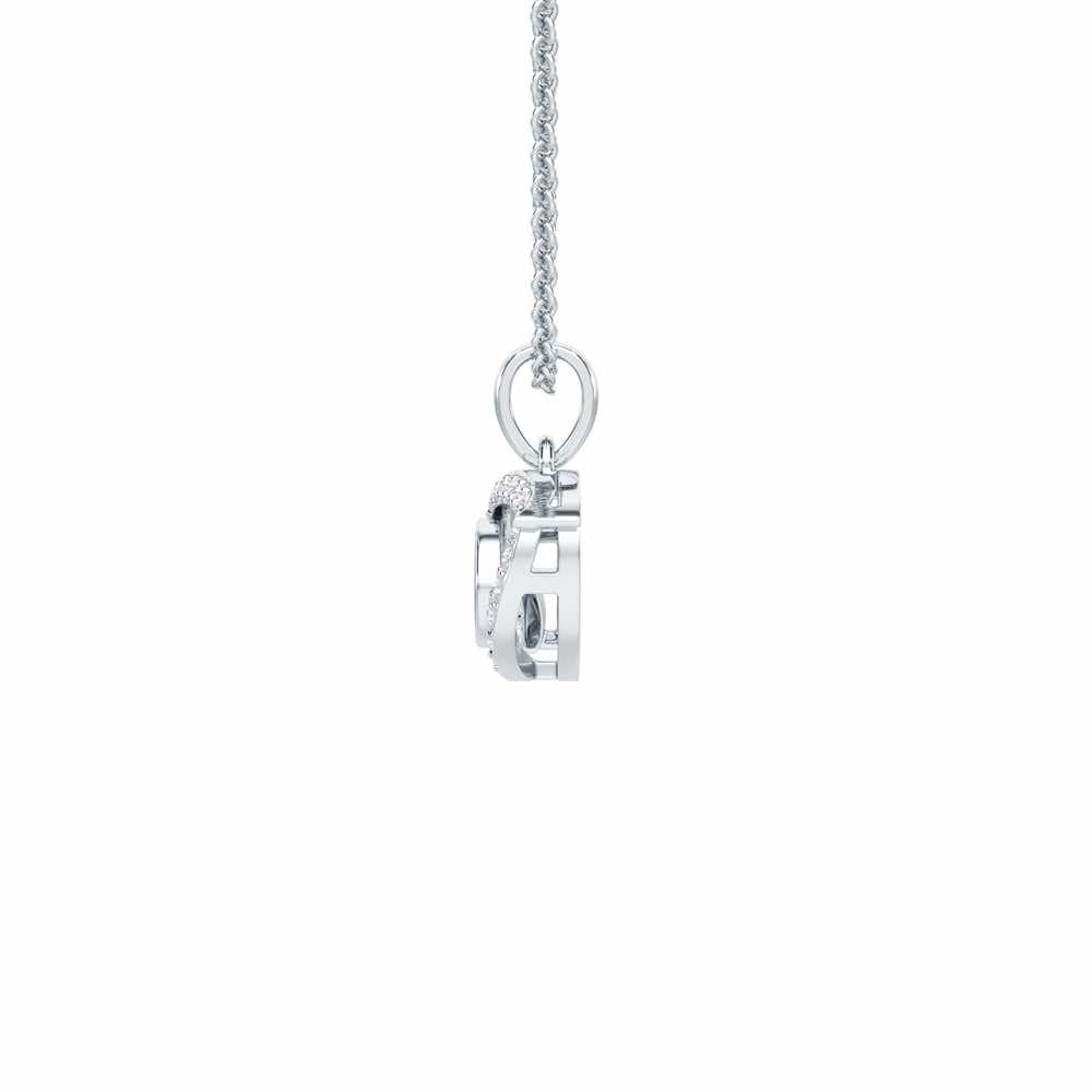Evil Eye Charm Silver Pendant - White Gold - Image 4