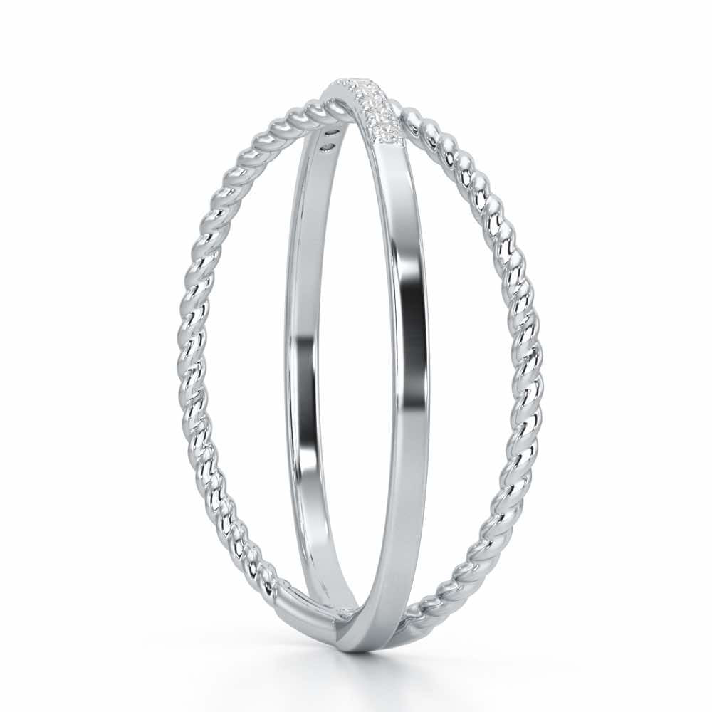 Cross Connection Silver Ring - White Gold - Image 4