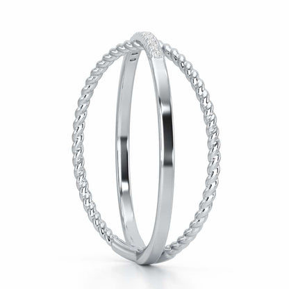 Cross Connection Silver Ring - White Gold - Image 4