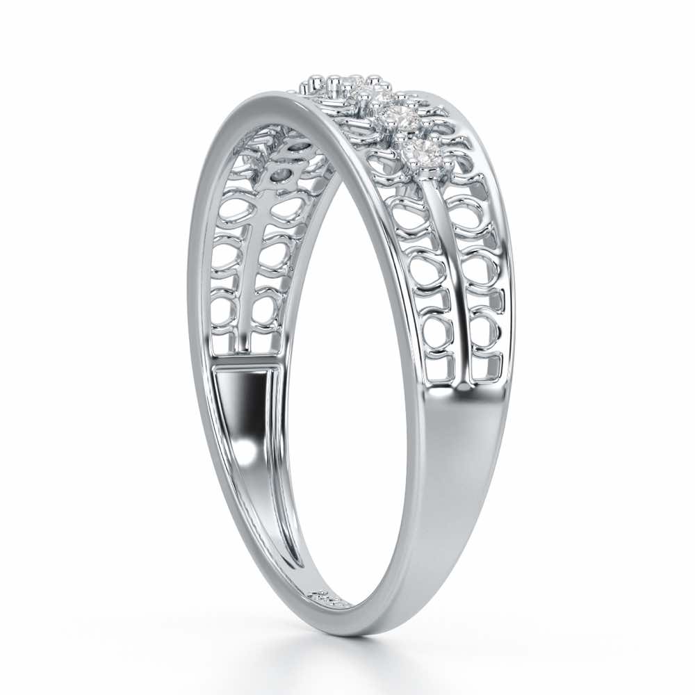 Lattice Binge Silver Ring - White Gold - Image 4