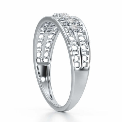 Lattice Binge Silver Ring - White Gold - Image 4