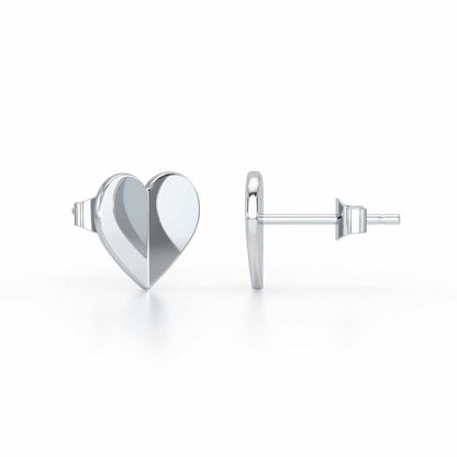 Trinket Heart Silver Earring Studs - White Gold - Image 4