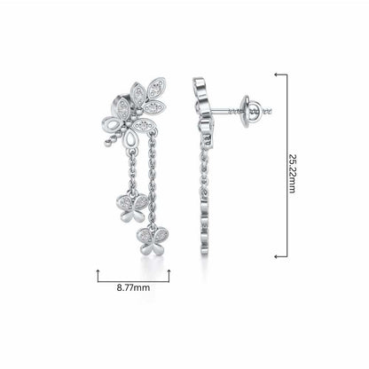 Butterfly Dangler Earrings - White Gold - Image 4