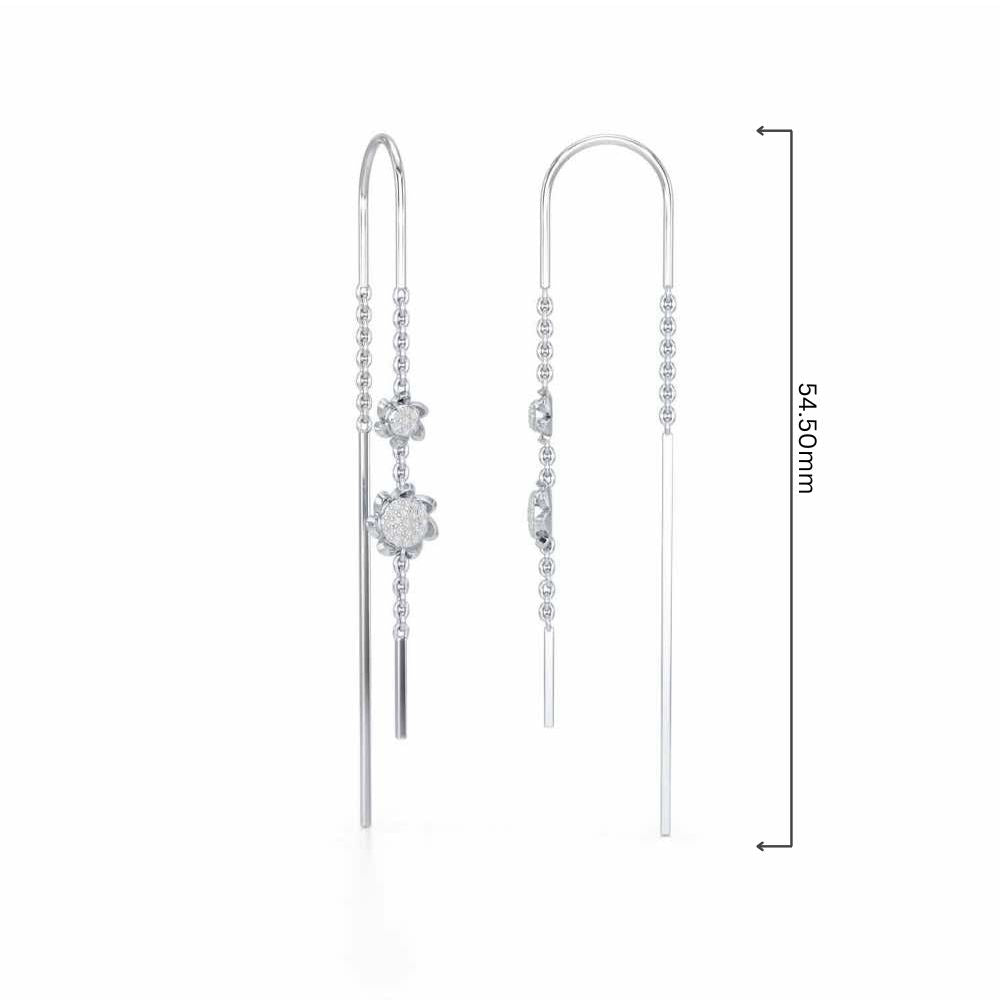 Twin Swirl Silver Dangler Earrings - White Gold - Image 4