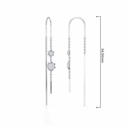 Twin Swirl Silver Dangler Earrings - White Gold - Image 4