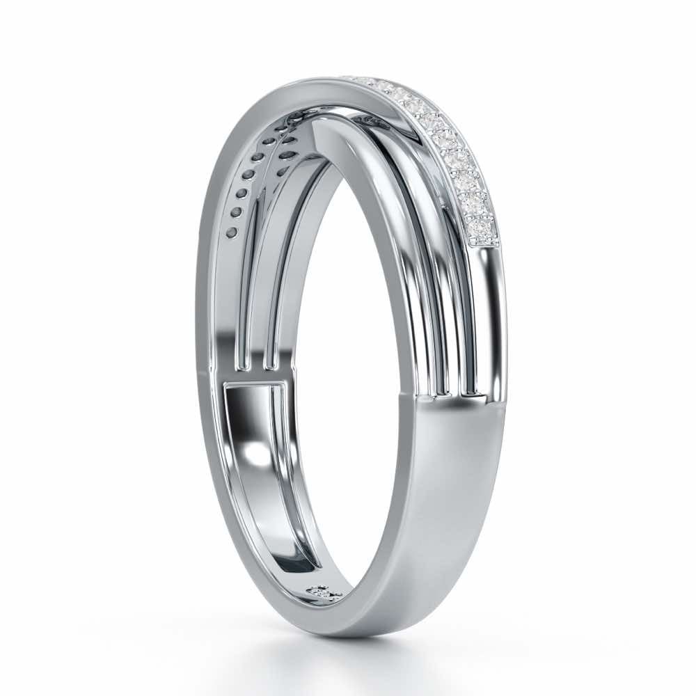 Three Crossing Silver Ring - White Gold - Image 4