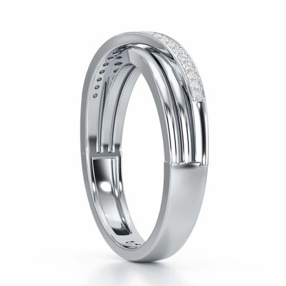 Three Crossing Silver Ring - White Gold - Image 4