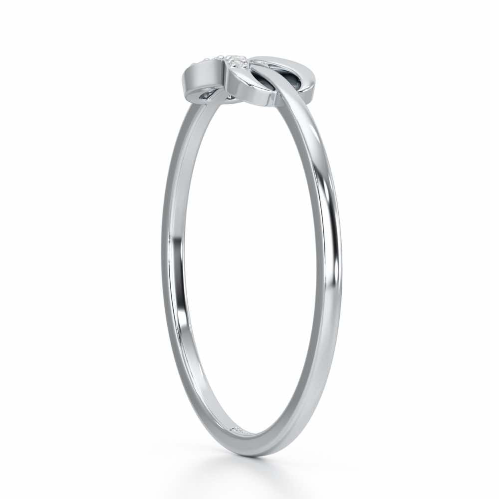 Quirky Wave Silver Ring - White Gold - Image 4