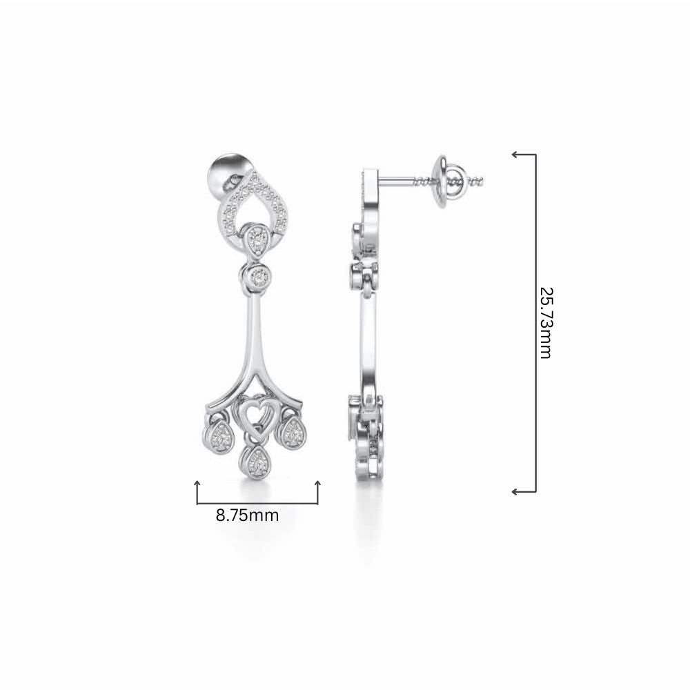 Heart Spell Drops Earrings - White Gold - Image 4