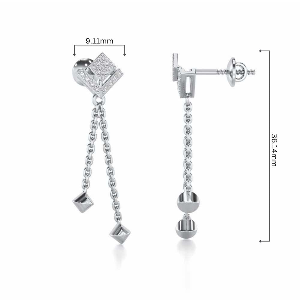 Posh Silver Dangler Earrings - White Gold - Image 4