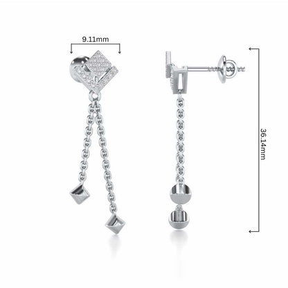 Posh Silver Dangler Earrings - White Gold - Image 4