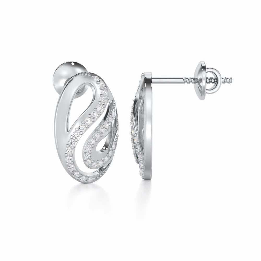 Radiant Cadence Silver Earrings - White Gold - Image 4