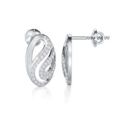 Radiant Cadence Silver Earrings - White Gold - Image 4
