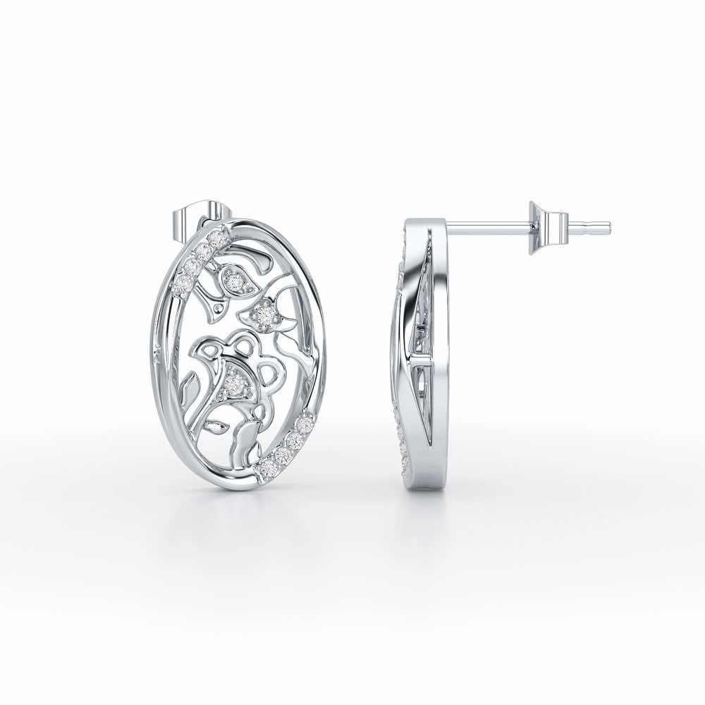 Ornate Glow Silver Earring Studs - White Gold - Image 4